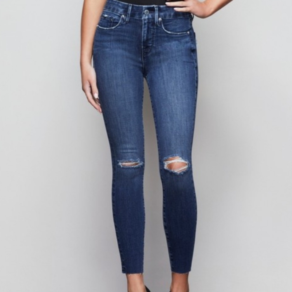 Good american good legs crop raw hem jeans